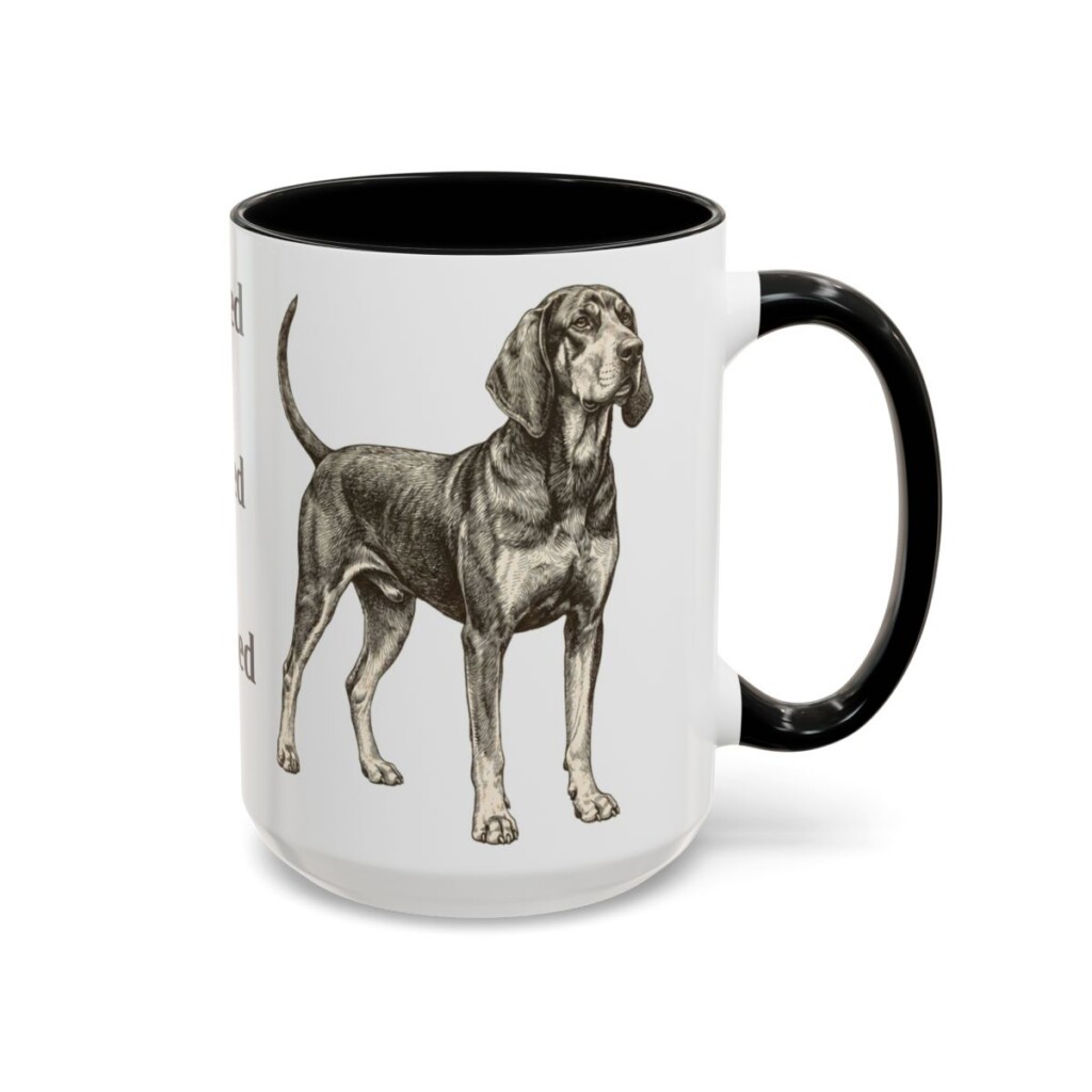 15oz Funny Black and Tan Coonhound Mug, Black, right side view