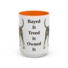 15oz Funny Black and Tan Coonhound Mug, Orange, front view