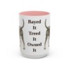 15oz Funny Black and Tan Coonhound Mug, Pink, front view