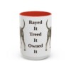 15oz Funny Black and Tan Coonhound Mug, Red, front view