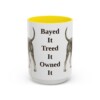 15oz Funny Black and Tan Coonhound Mug, Yellow, front view