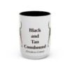 15oz Black and Tan Coonhound Latin Mug, Black, front view