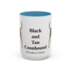 15oz Black and Tan Coonhound Latin Mug, Light Blue, front view