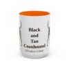 15oz Black and Tan Coonhound Latin Mug, Orange, front view