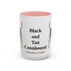 15oz Black and Tan Coonhound Latin Mug, Pink, front view
