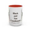 15oz Black and Tan Coonhound Latin Mug, Red, front view