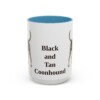 15oz Black and Tan Coonhound Mug, Light Blue, front view