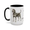 15oz Black and Tan Coonhound Dog Mom Mug, Black, left side view