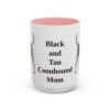 15oz Black and Tan Coonhound Dog Mom Mug, Pink, front view