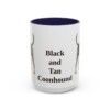 15oz Black and Tan Coonhound Mug, Navy, front view