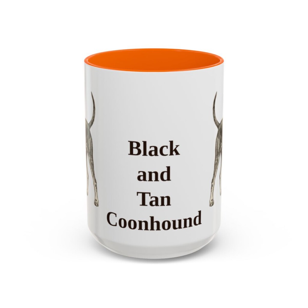15oz Black and Tan Coonhound Mug, Orange, front view
