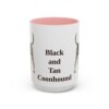 15oz Black and Tan Coonhound Mug, Pink, front view