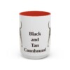 15oz Black and Tan Coonhound Mug, Red, front view