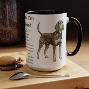 15oz black and tan coonhound mug, Black