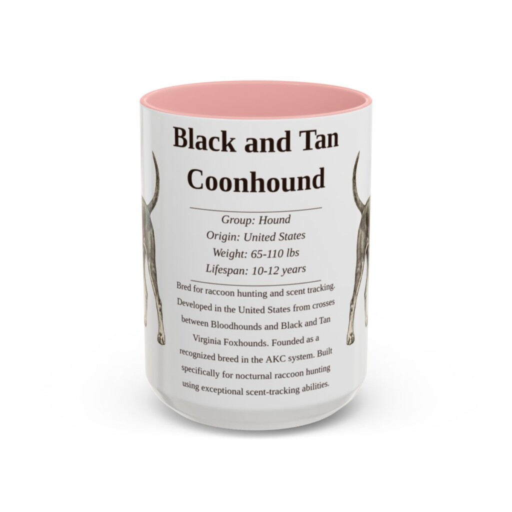 15oz black and tan coonhound mug, Pink