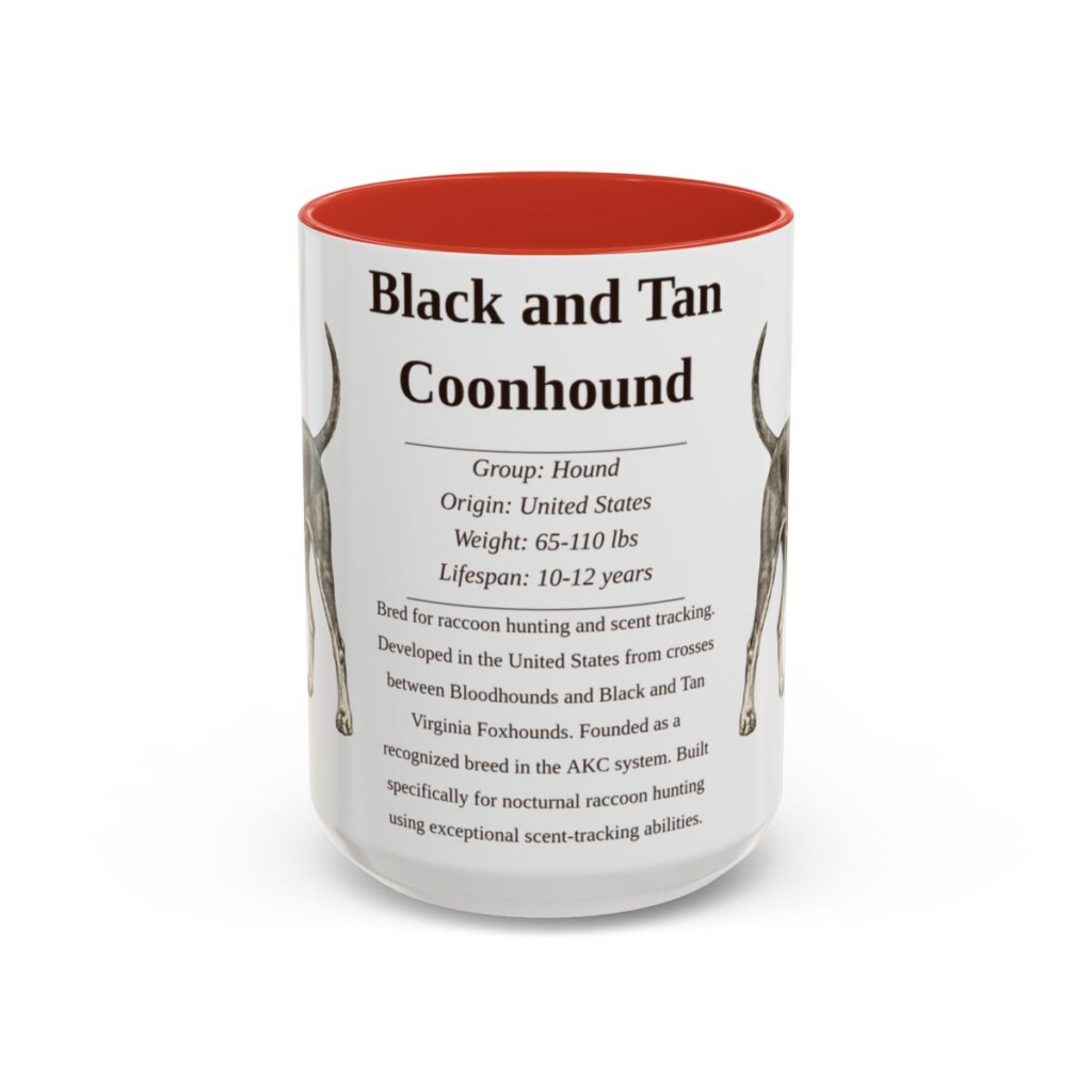 15oz black and tan coonhound mug, Red