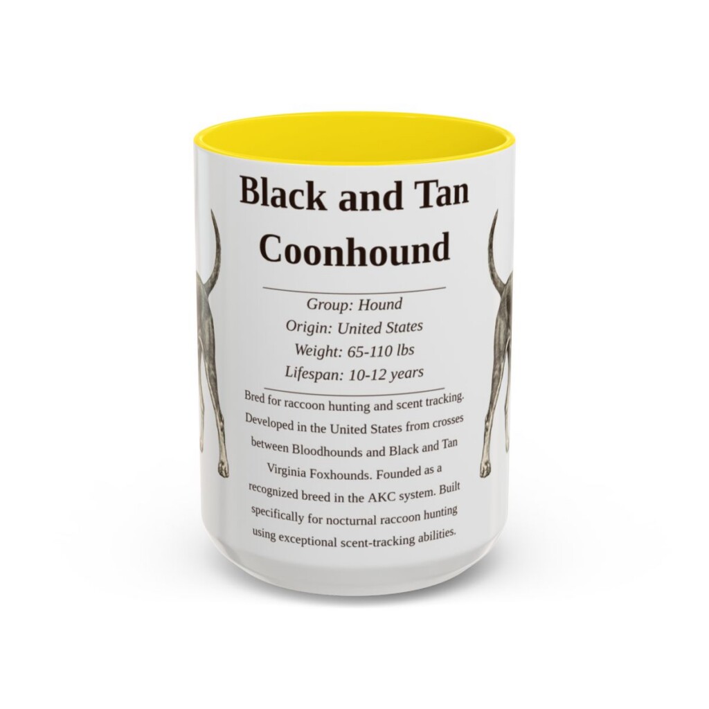 15oz black and tan coonhound mug, Yellow