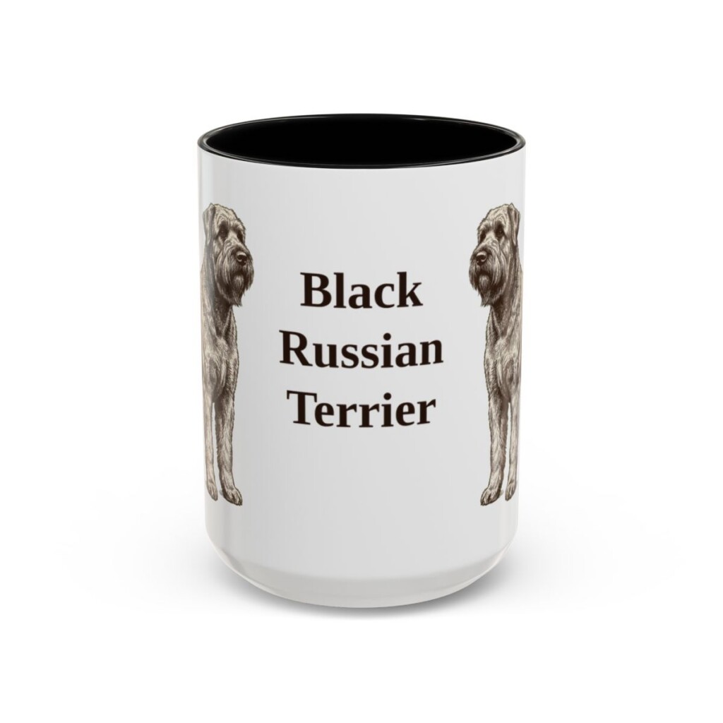15oz Black Russian Terrier Mug, Black, front view