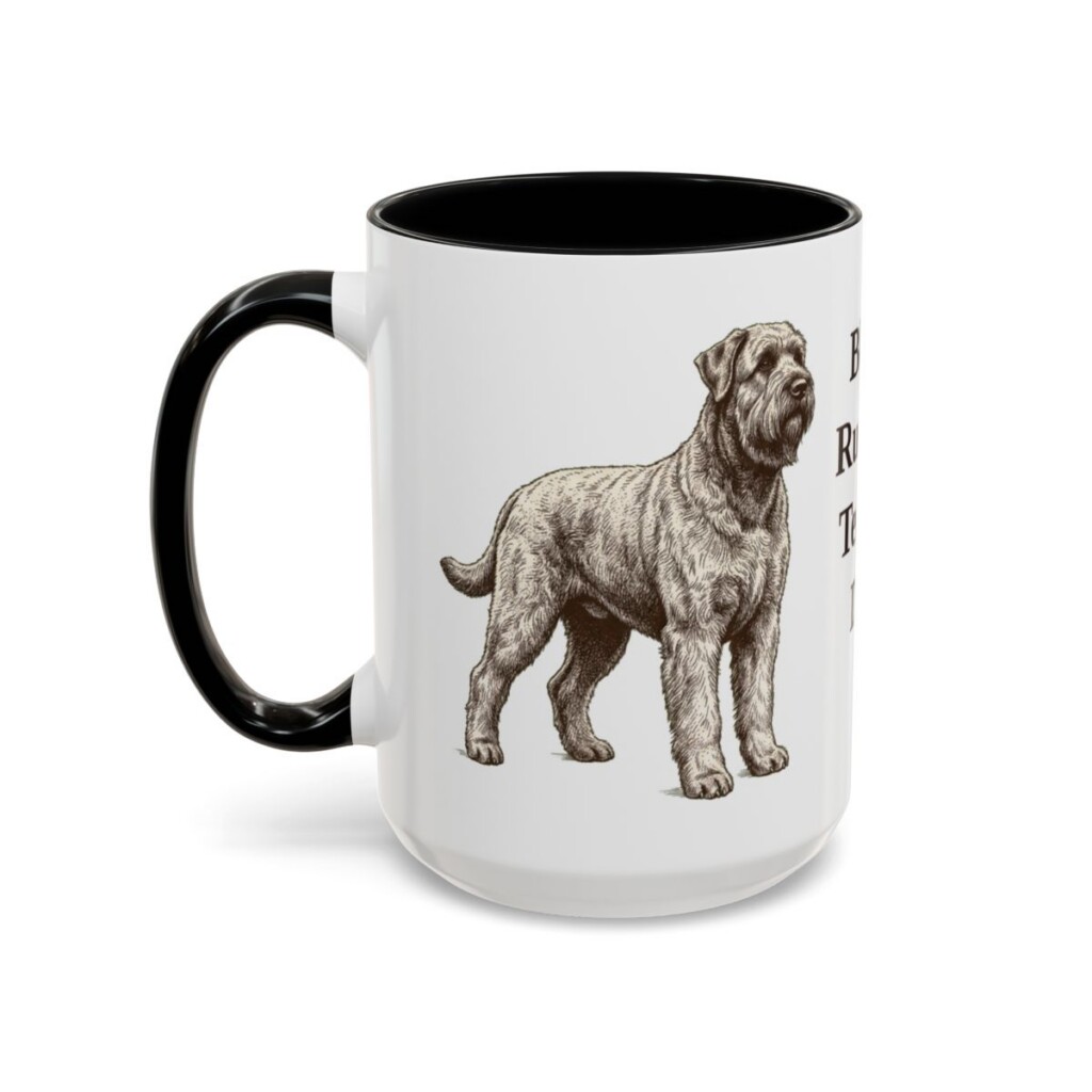 15oz Black Russian Terrier Dog Dad Mug, Black, left side view