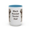 15oz Black Russian Terrier Dog Dad Mug, Light Blue, front view
