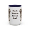 15oz Black Russian Terrier Dog Dad Mug, Navy, front view