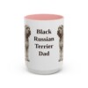 15oz Black Russian Terrier Dog Dad Mug, Pink, front view