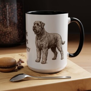 15oz Funny Black Russian Terrier Mug, Black, lifestyle photo
