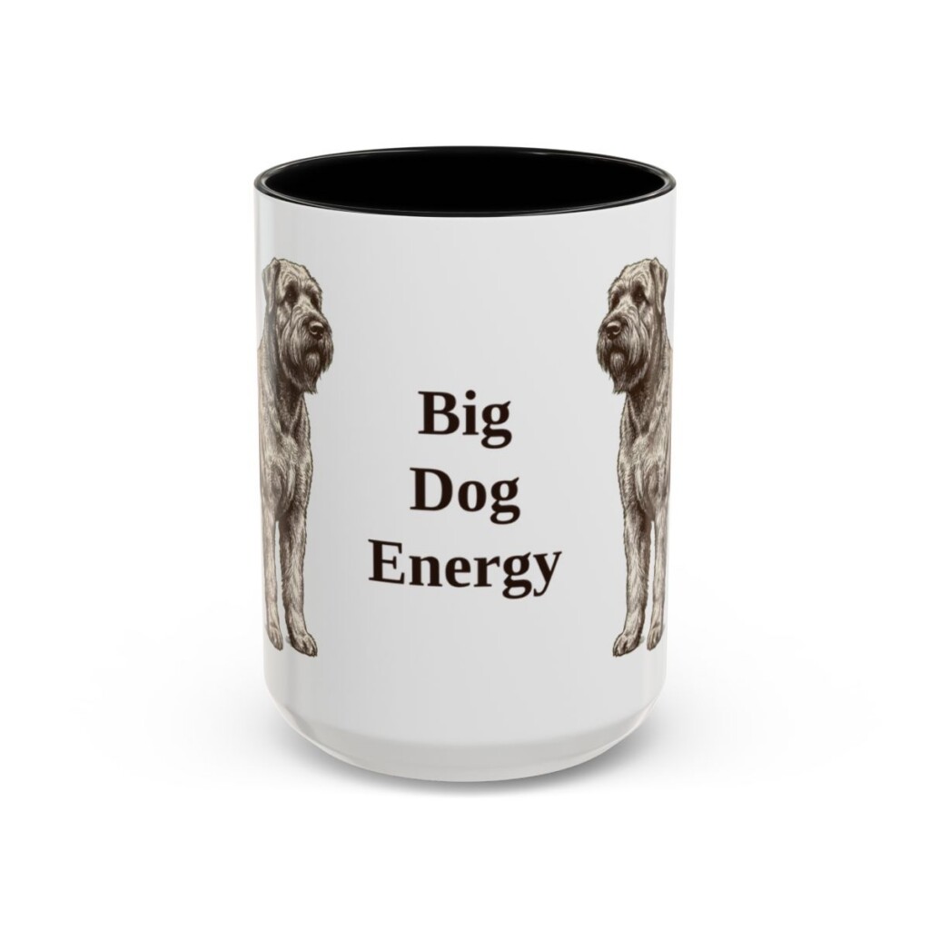 15oz Funny Black Russian Terrier Mug, Black, front view