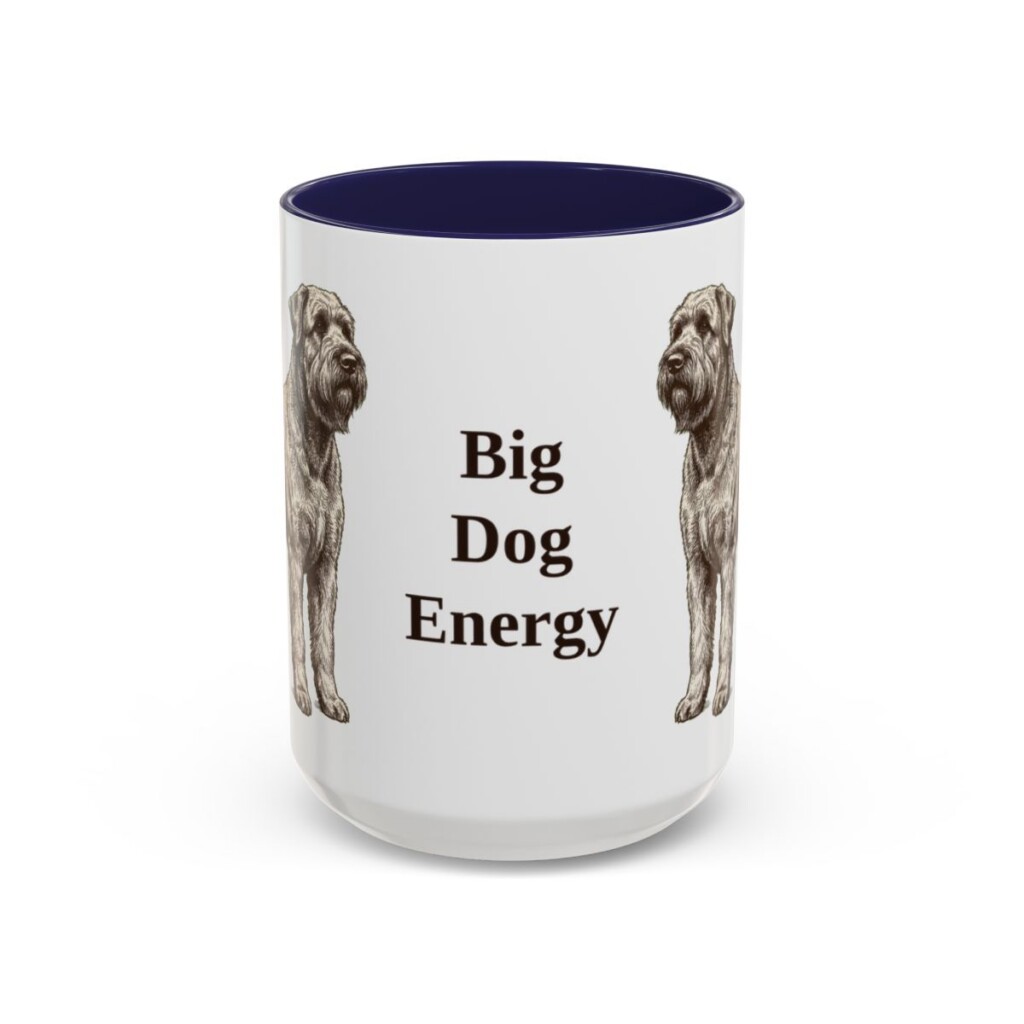 15oz Funny Black Russian Terrier Mug, Navy, front view