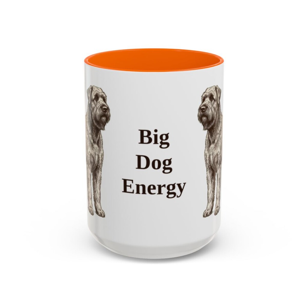 15oz Funny Black Russian Terrier Mug, Orange, front view