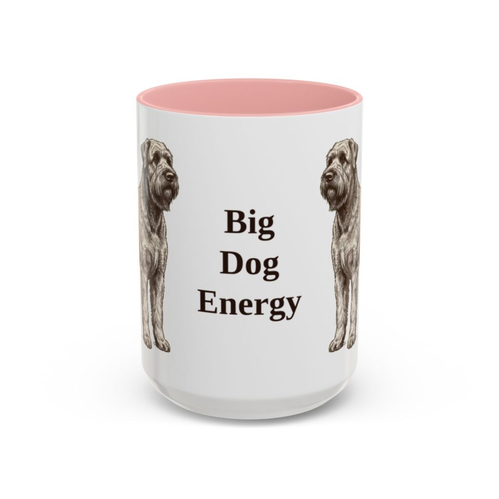 15oz Funny Black Russian Terrier Mug, Pink, front view