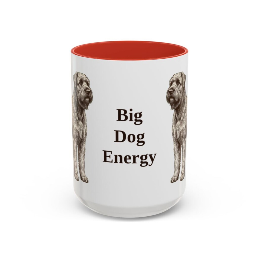 15oz Funny Black Russian Terrier Mug, Red, front view