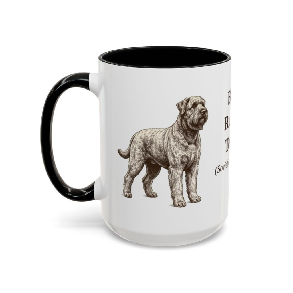 15oz Black Russian Terrier Latin Mug, Black, left side view