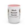 15oz Black Russian Terrier Latin Mug, Pink, front view