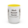 15oz Black Russian Terrier Latin Mug, Yellow, front view