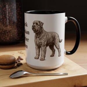 15oz Black Russian Terrier Dog Mom Mug, Black, lifestyle photo