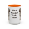 15oz Black Russian Terrier Dog Mom Mug, Orange, front view