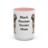 15oz Black Russian Terrier Dog Mom Mug, Pink, front view