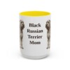 15oz Black Russian Terrier Dog Mom Mug, Yellow, front view
