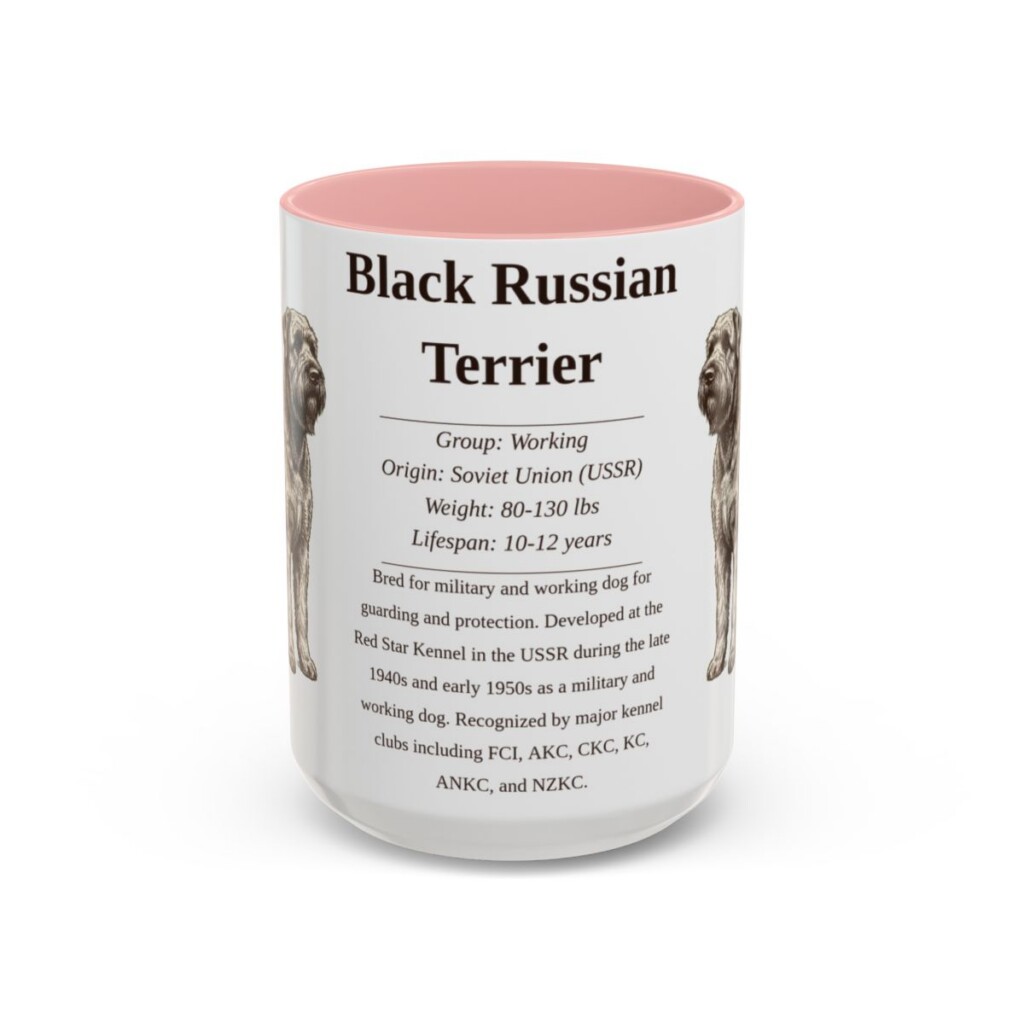 15oz-black-russian-terrier-mug-writeup-pink 15oz Black Russian Terrier Mug, Pink, front view
