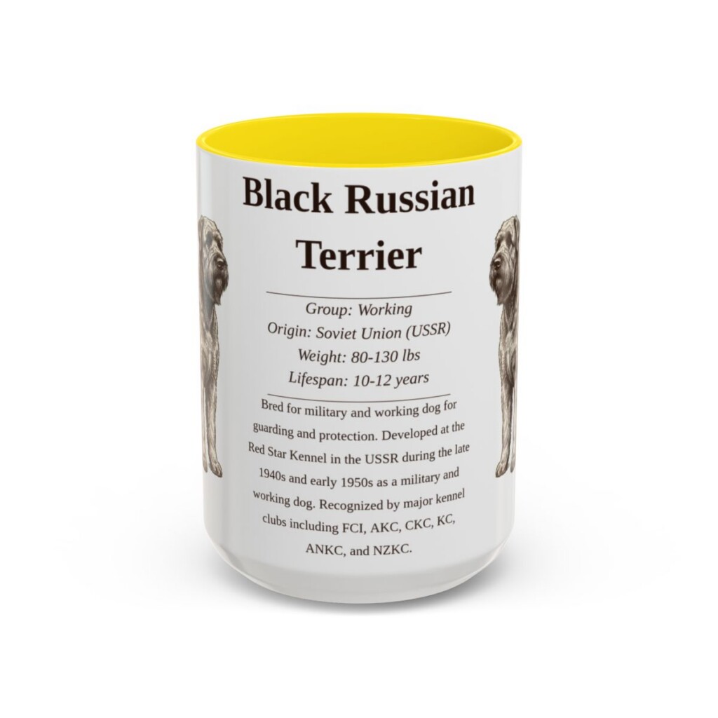 15oz-black-russian-terrier-mug-writeup-yellow 15oz Black Russian Terrier Mug, Yellow, front view