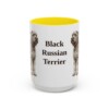 15oz Black Russian Terrier Mug, Yellow, front view