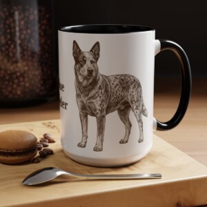 15oz Blue Heeler Mug, Black, lifestyle photo