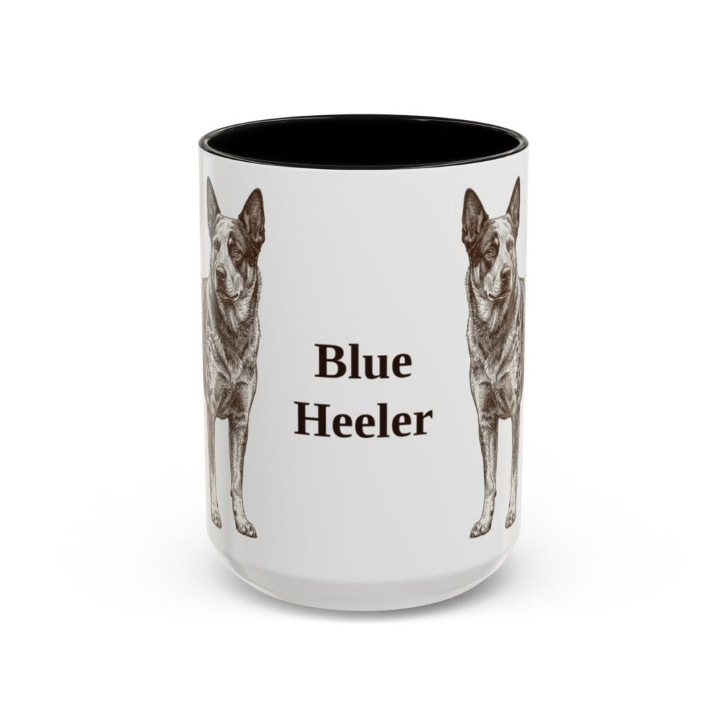 15oz Blue Heeler Mug, Black, front view