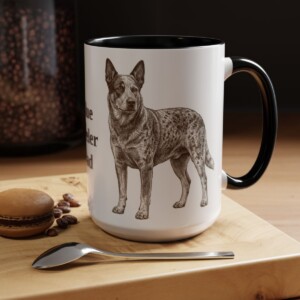 15oz Blue Heeler Dog Dad Mug, Black, lifestyle photo