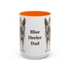 15oz Blue Heeler Dog Dad Mug, Orange, front view