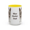 15oz Blue Heeler Dog Dad Mug, Yellow, front view