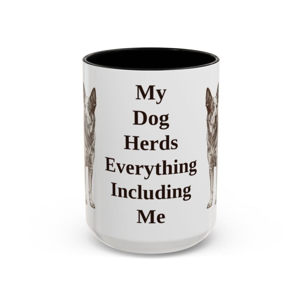 15oz Funny Blue Heeler Mug, Black, front view