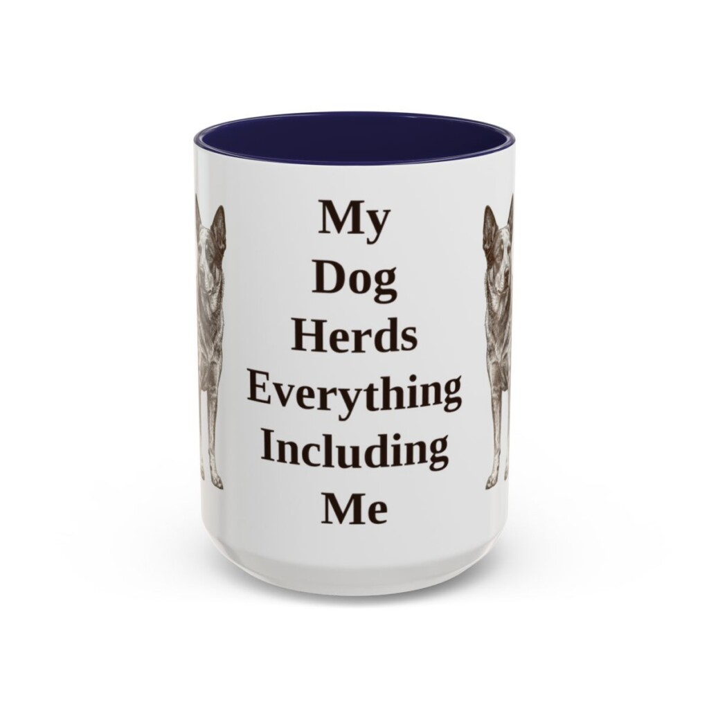 15oz Funny Blue Heeler Mug, Navy, front view