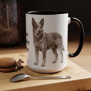 15oz Blue Heeler Dog Mom Mug, Black, lifestyle photo